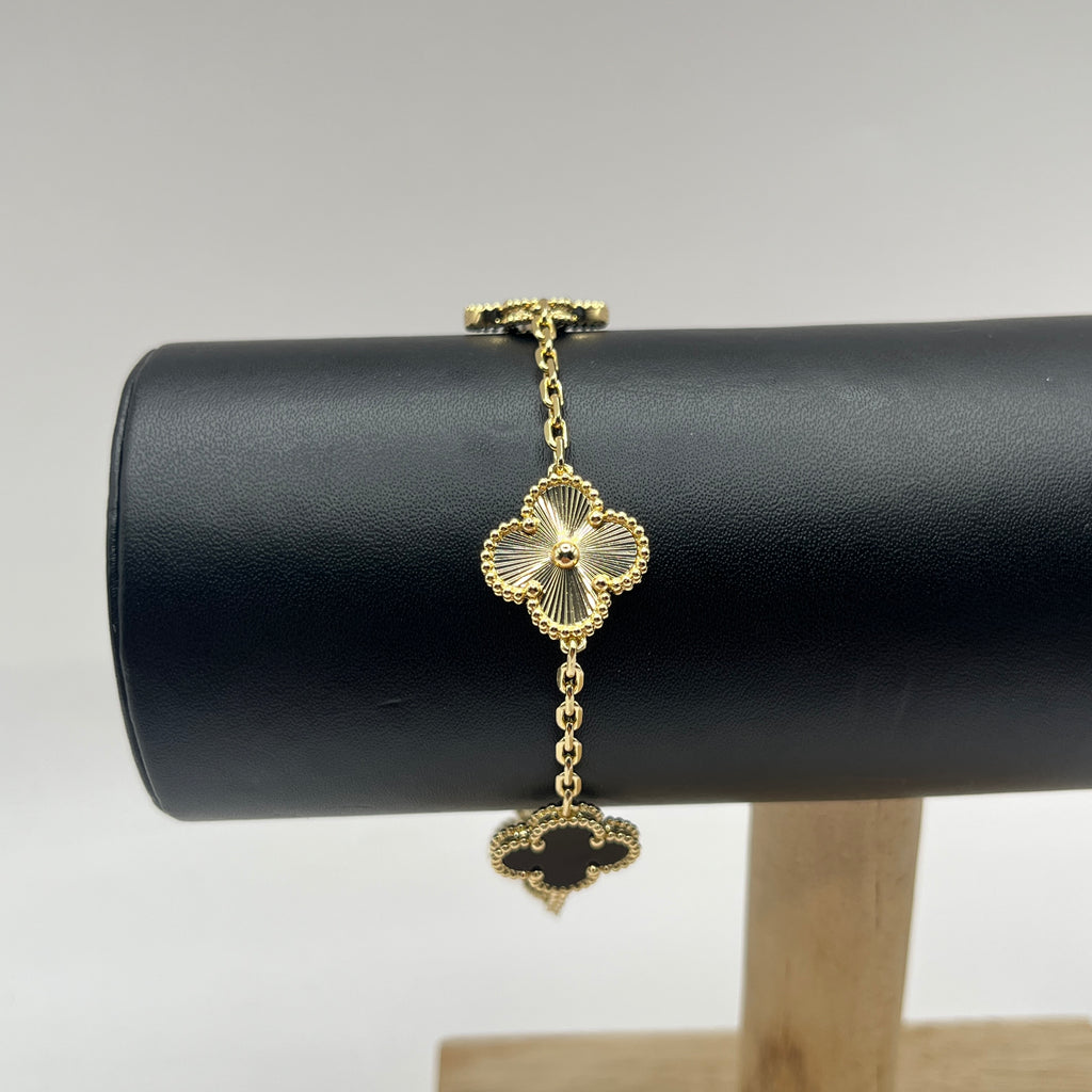 PULSERA TRÉBOL GOLDEN BLACK