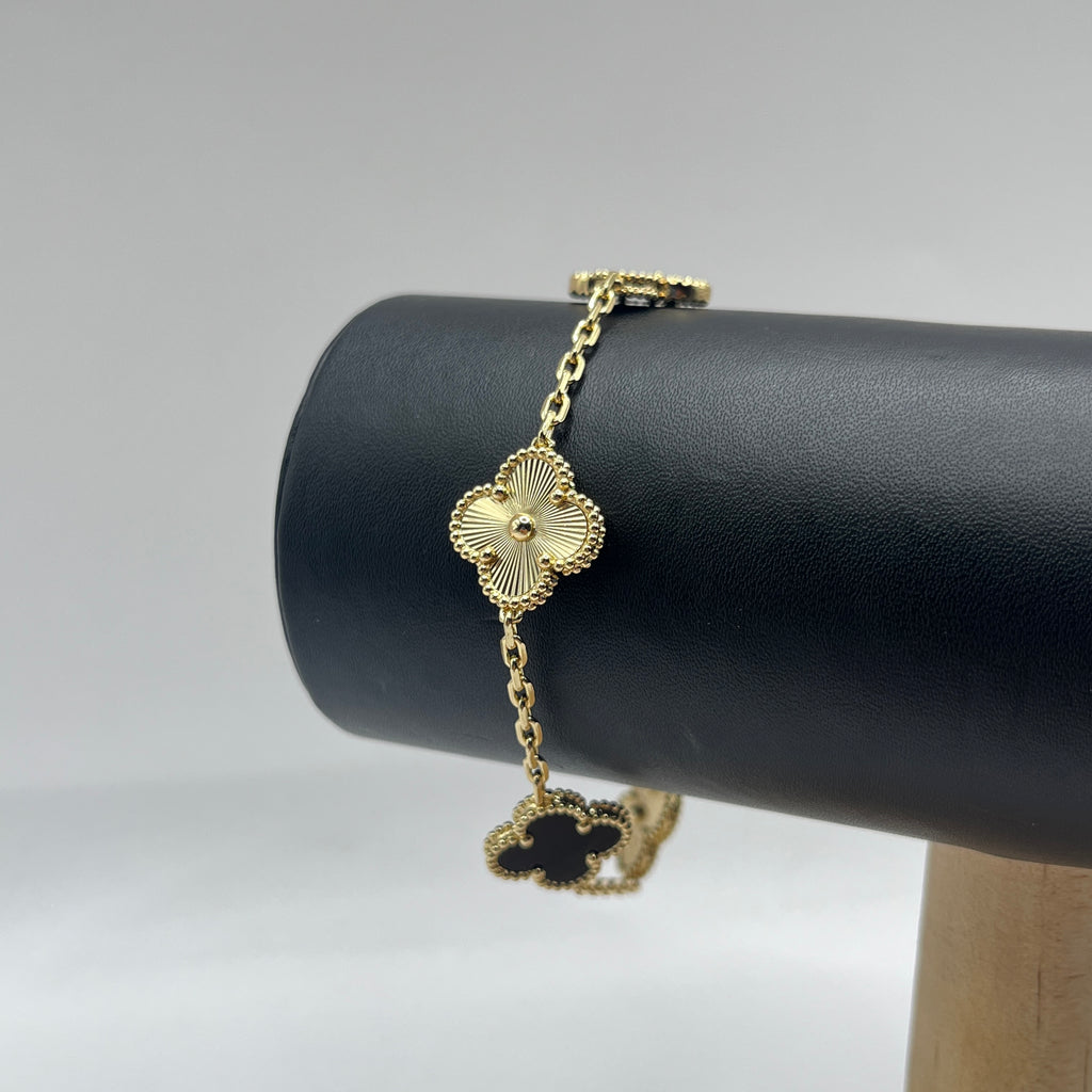 PULSERA TRÉBOL GOLDEN BLACK