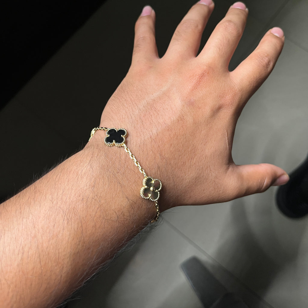 PULSERA TRÉBOL GOLDEN BLACK