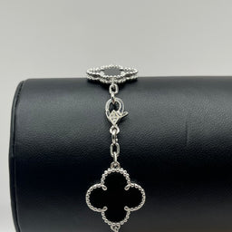 PULSO TRÉBOL SILVER NEGRA CZ